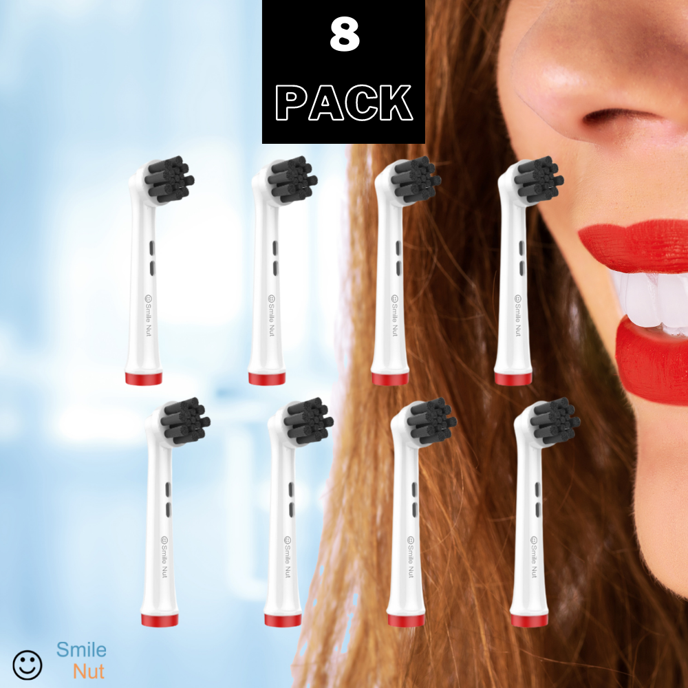 Charcoal Oral B Braun Compatible Replacement Electric Toothbrush Heads - 8 Pack