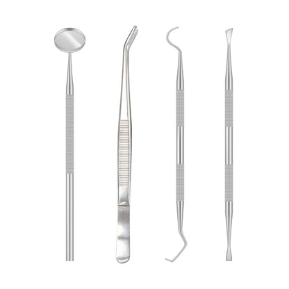 Set of dental tools on a white background