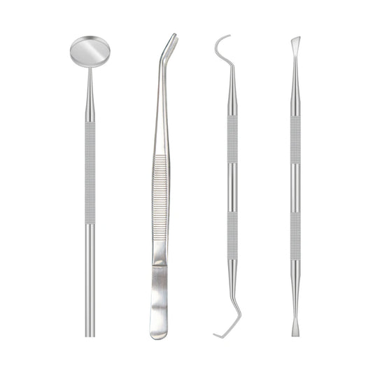 Set of dental tools on a white background