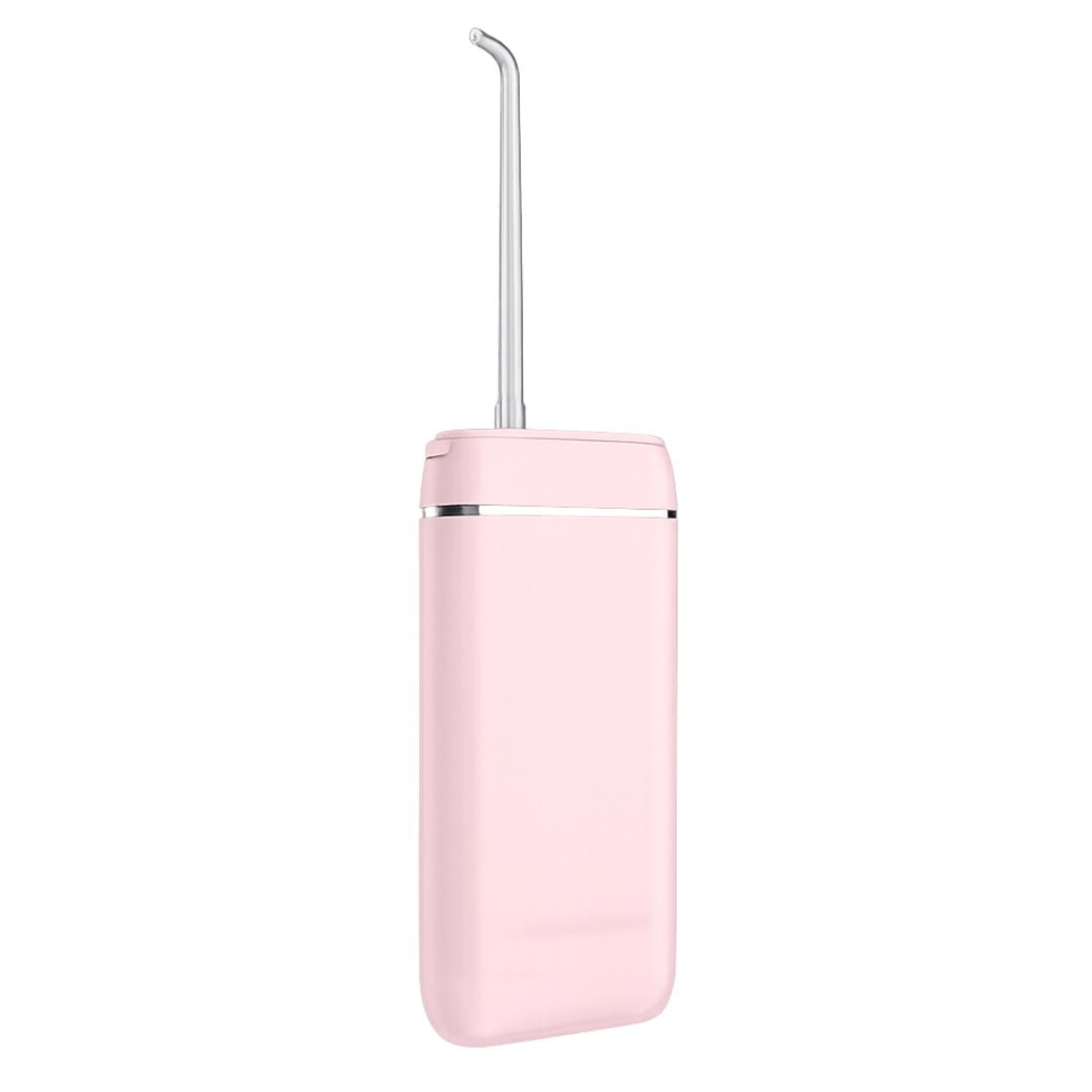Pink dental water flosser on a white background