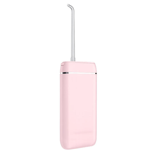 Pink dental water flosser on a white background