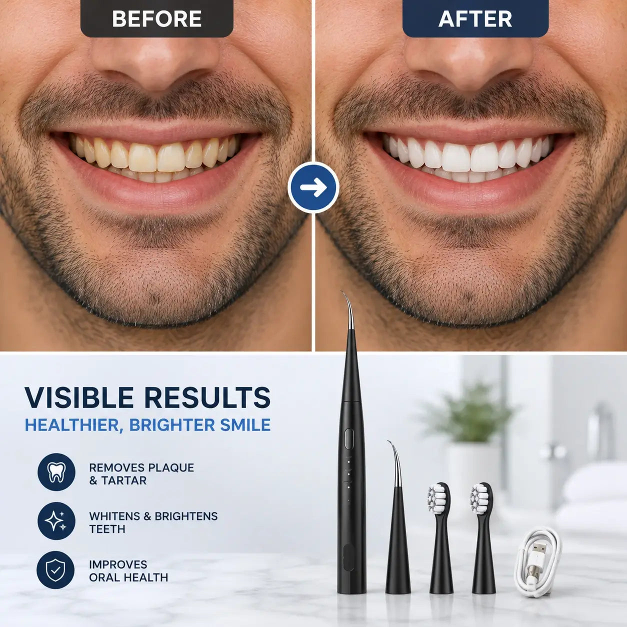 Ultrasonic Teeth Cleaner & Toothbrush | Professional Dental Scaler for Home Use ⭐